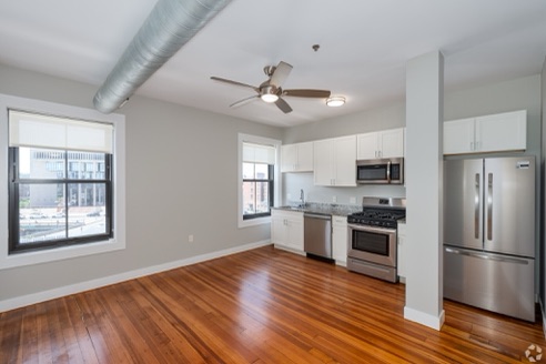 downtown-lofts-fall-river-ma-1br-1ba---573sf---kitchen-dining-living-